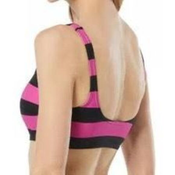 NWT MICHAEL Michael Kors Women's Striped Zip-Front Bikini Swim Top.  Size M - Picture 2 of 6